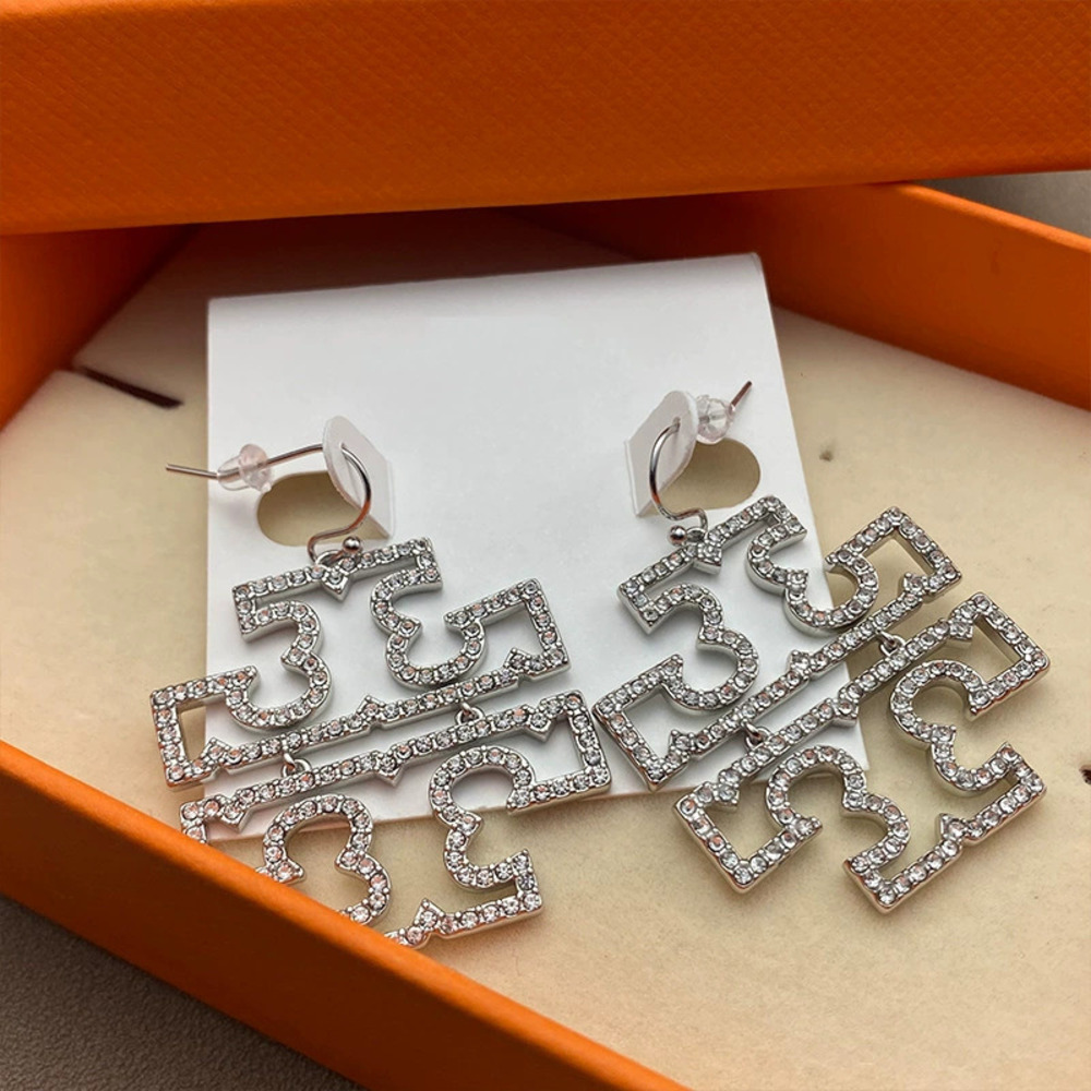 Tory Burch Gold Plated Double Rhinestone